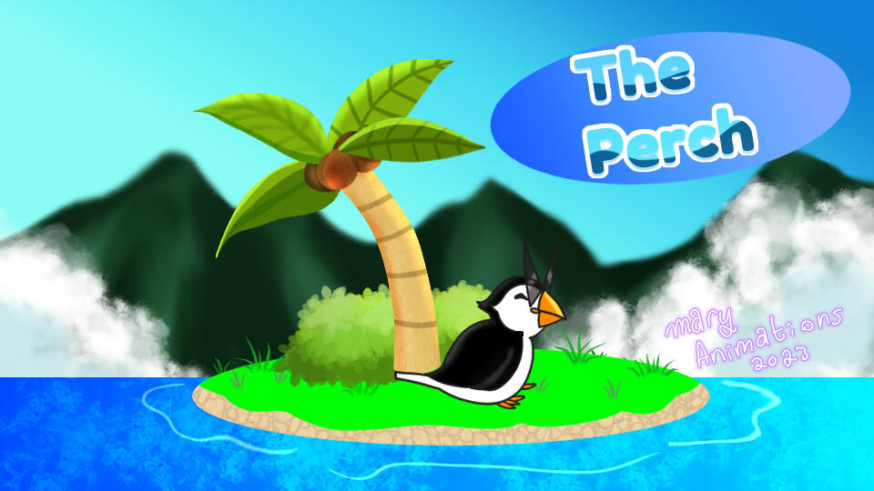 island with puffin with shade